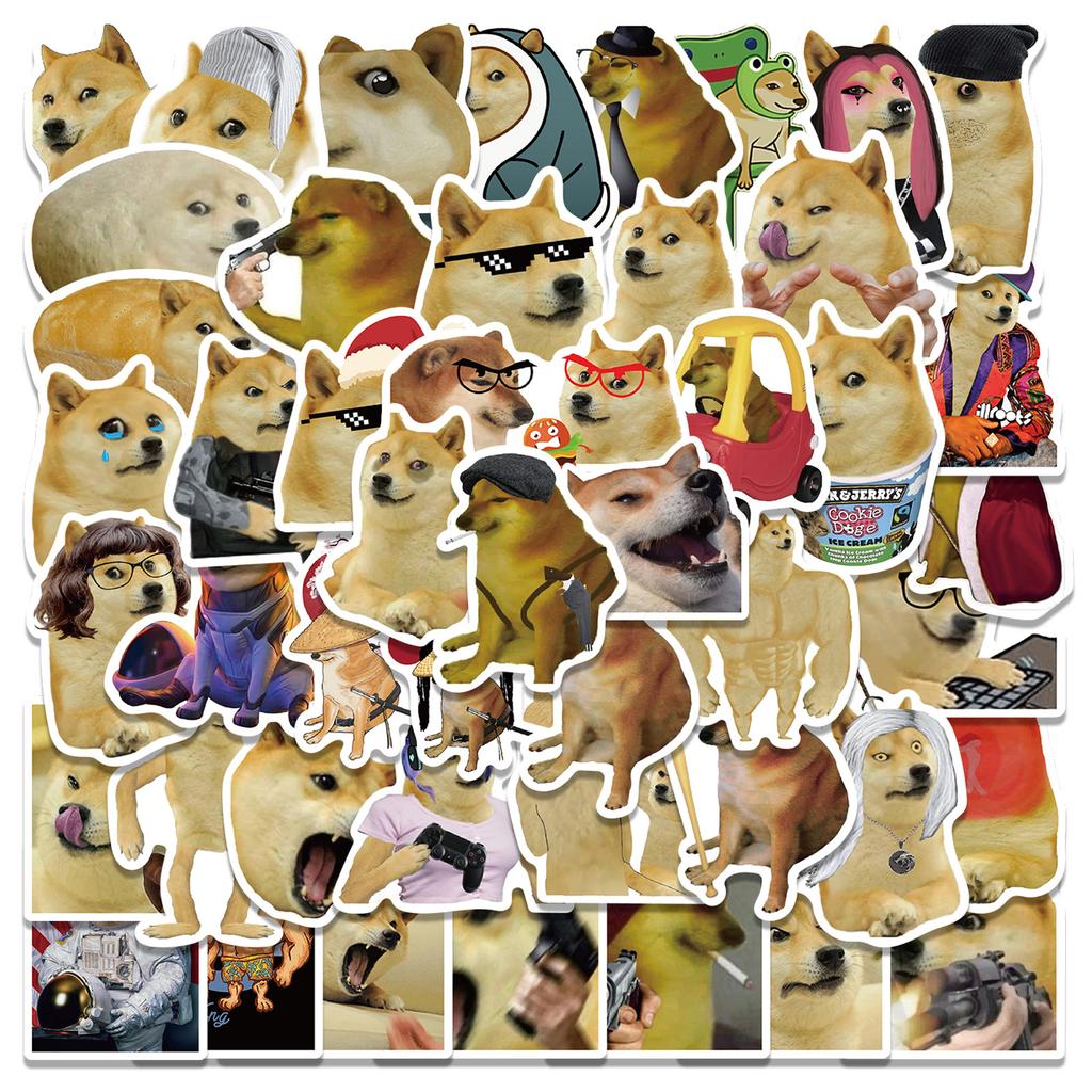 50 Cartoon Dog Emoticon Packs Graffiti Stickers Decorate Suitcase Notebook Waterproof Stickers