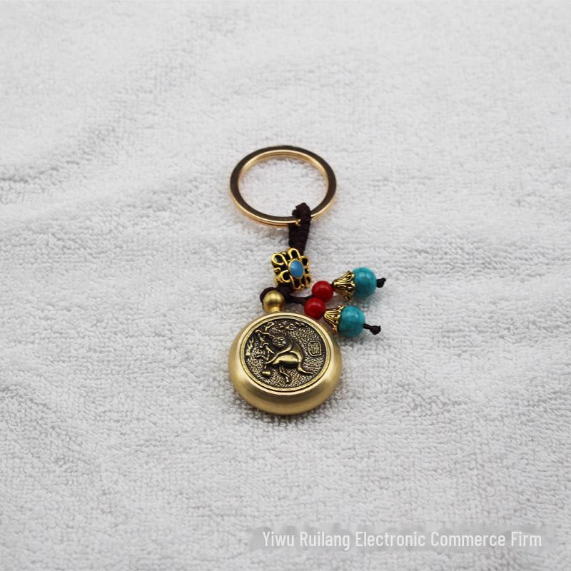 Pure Brass Zodiac Gyroscope Keychain Ornament