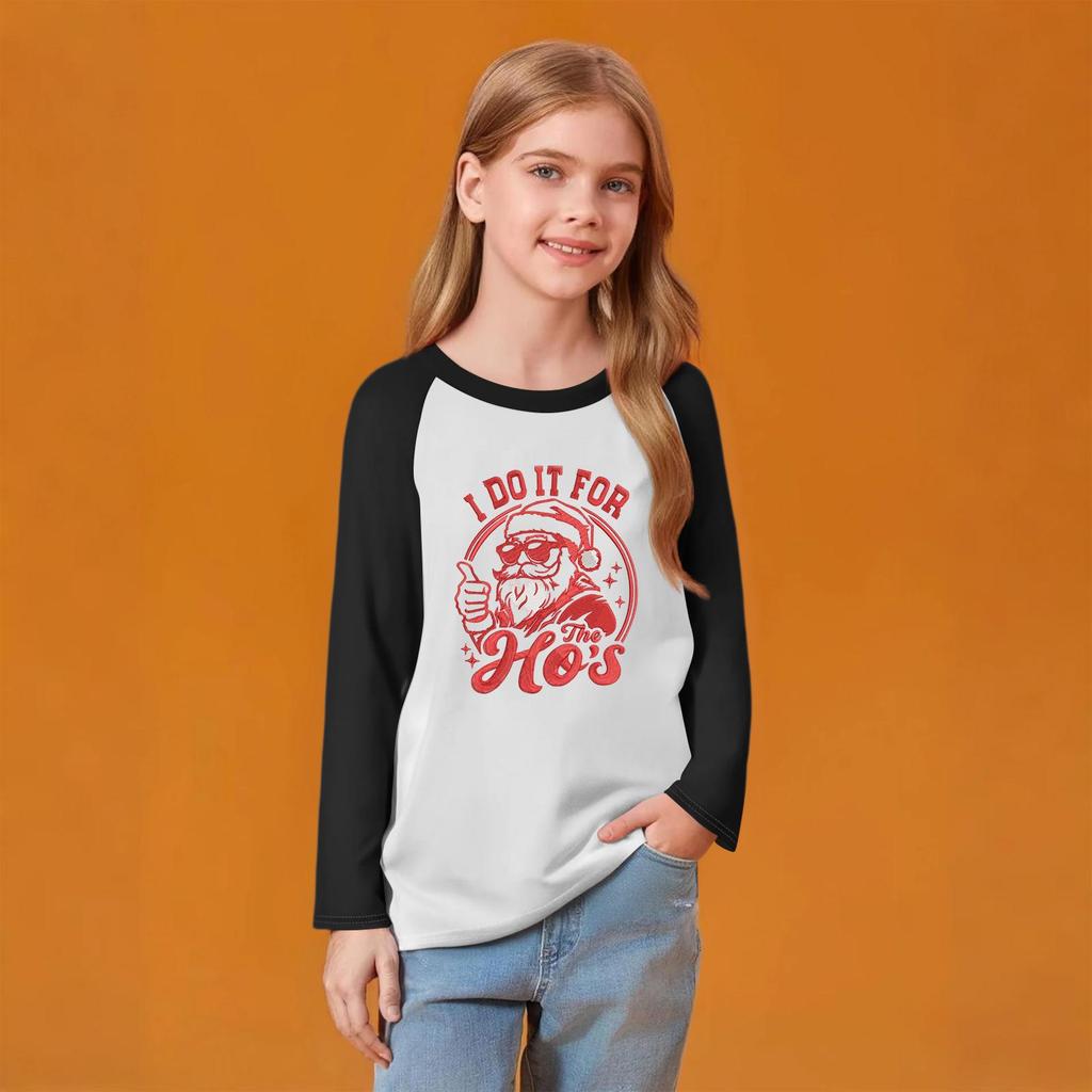 Kids' Fashionable Comfortable Christmas Print Neck Pullover Long Sleeve Top