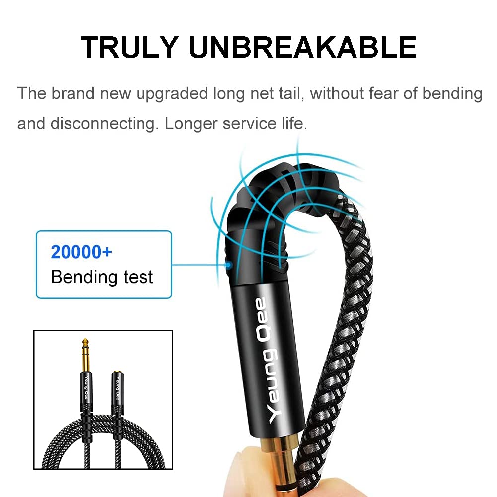 6.35mm to 3.5mm Headphones Adapter Cable 3 ft, TRS 1/4" Male to 1/8" Female Stereo Audio Cable Compatible for Amplifiers, Guitar Amp, Piano, Home