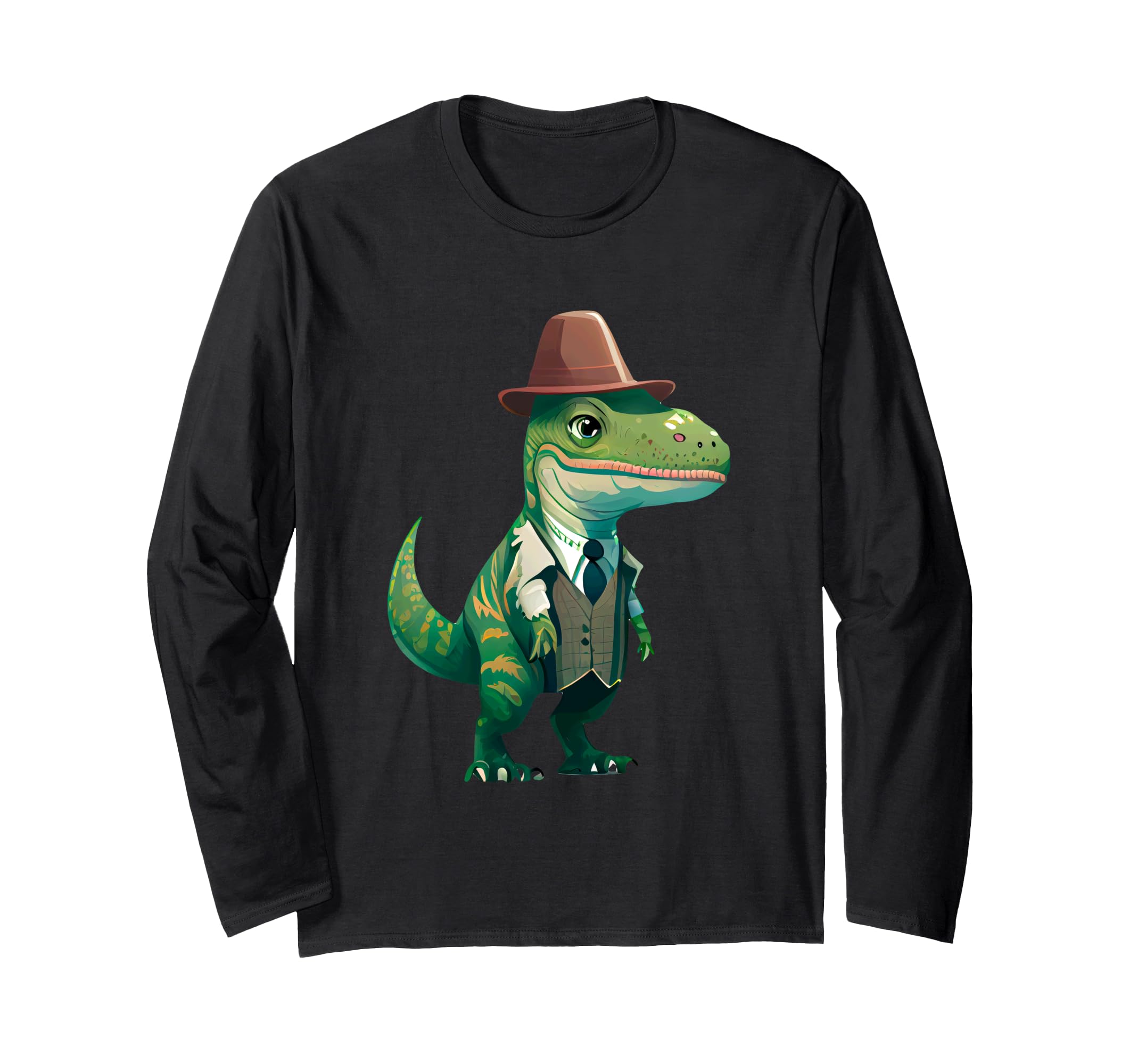 

Dapper Dinosaur in a Suit and Hat Long Sleeve T-Shirt