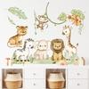 Cute Cartoon Animals Wall Sticker Elephant Lion Monkey Kids Room Home Decor