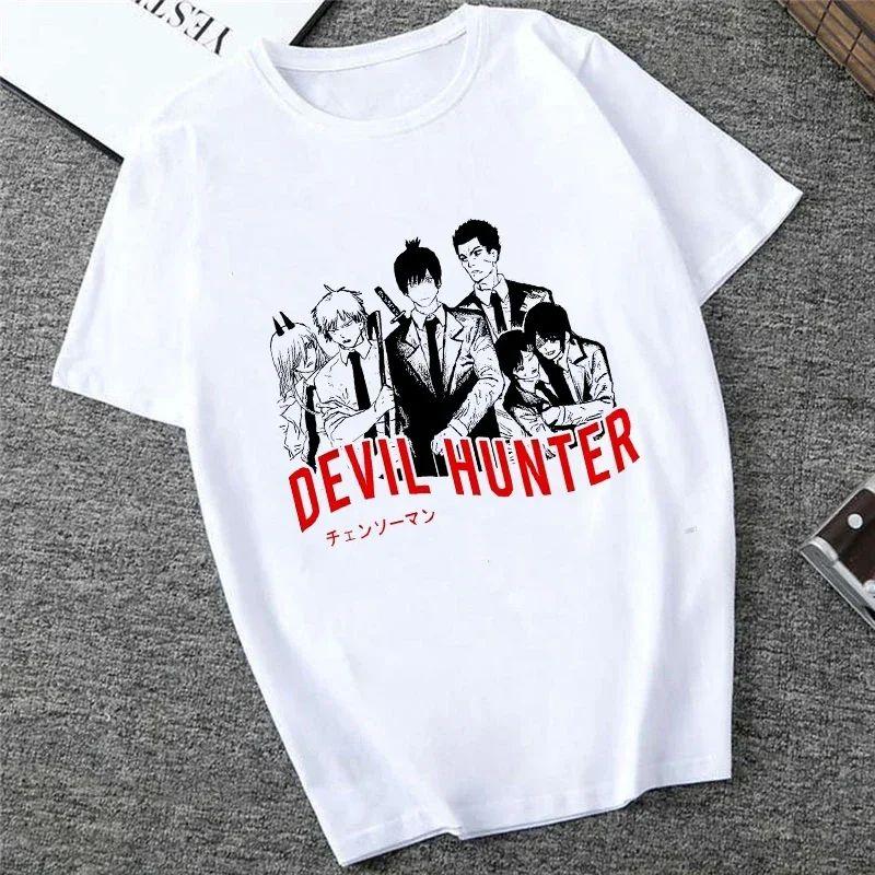 Harajuku Tops Anime Tshirt Unisex Chainsaw Men T Shirt Women Funny Cartoon Pochita Makima T-shirt Graphic Tees Tops Female 90