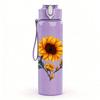 1PC Yellow Sunflower Art Print 750ml Color Plastic Sports Water Bottle Leakproof Flip Straw Lid Suitable for Sports Office Home Use