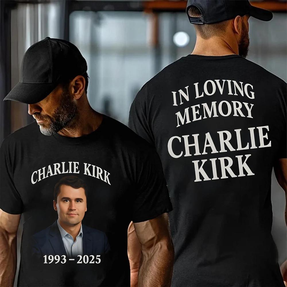 

Charlie Kirk Freedom Memorial TShirt, A True Patriot Charlie Kirk 2sided T-Shirt XL