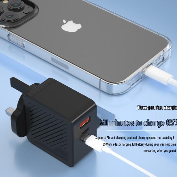 65W GaN Charger for Apple Devices with EU Plug, 2C1A Ports