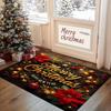 VIKAMA Poinsettia Christmas Ball Xmas Doormat Washable Non Slip Indoor Outdoor Entrance Mat Christmas Holiday Home Decor