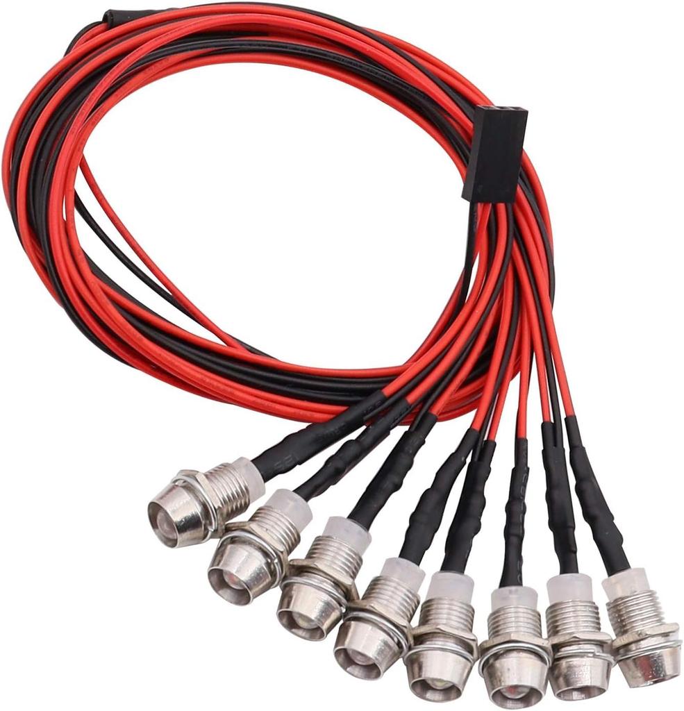GTIWUNG 1pc 8-LED RC Car Light, RC LED Light Headlight and Taillight Set for 110 RC Model Cars and Trucks, 5mm Diameter, Comfortable and Easy to Use,