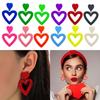 Stylish Heart Acrylic Earrings Pink Ear Drops Lady Party Hollow Heart Statement Earring Valentines Day Gift Lightweight