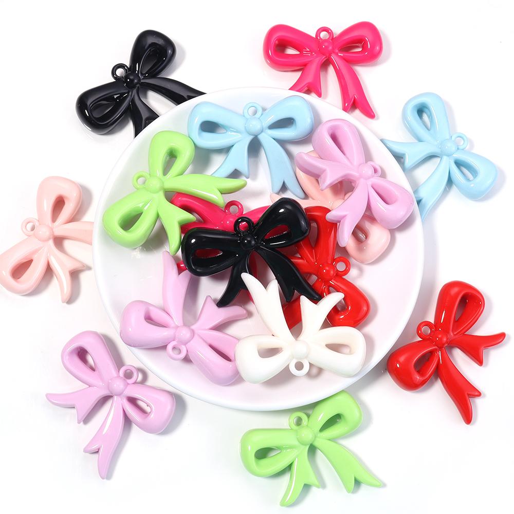 4pcs 49x40mm Bowknot Acrylic Charms Colorful Bow Charms Pendants For Jewelry Making DIY Necklace Phone Key Chain Accessories