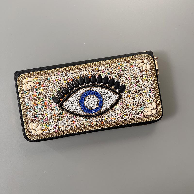 Ręcznie robiona etniczna retro kopertówka: Koraliki Ryżowe Kosmetyczka Wieczorowa na Zamek Błyskawiczny i do Przechowywania