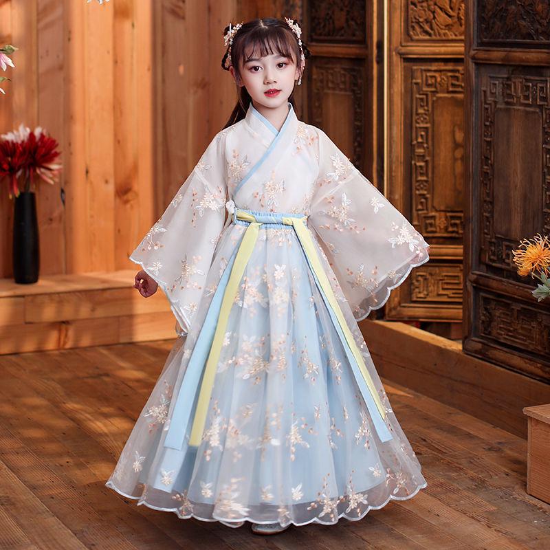 Girls' Hanfu Dress: Super Fairy Princess Long Sleeve Chinese Style for Autumn/Winter