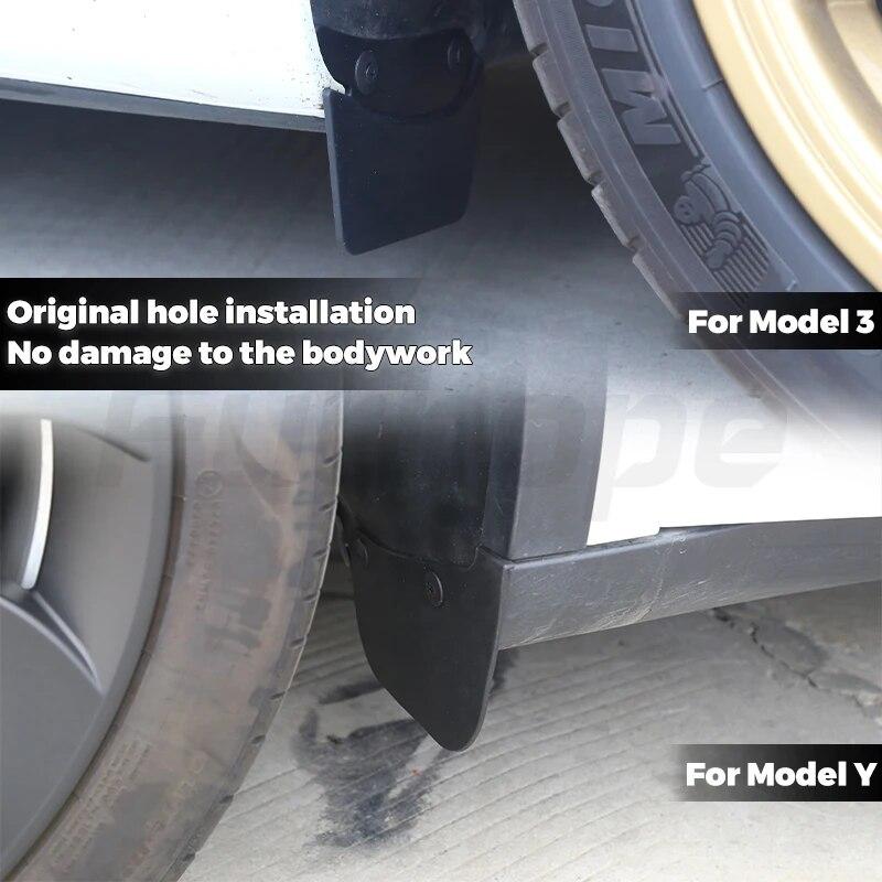 Futhope 4 Stück TPE Schmutzfänger für Tesla Model 3 Model Y ~2023 Schmutzfänger Anti-Schlamm Ersatz Spritzschutz Kotflügel