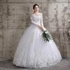 Wedding Dress Style Bride Plus Size Flower Wedding Dresses Dreamy Full-sleeve Bridal Lace Up Dresses Ball Gowns