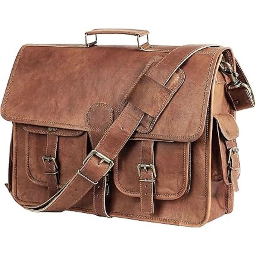 Handmade Men's Genuine Leather Vintage Laptop Messenger Briefcase Bag Satchel