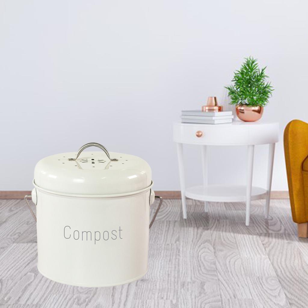 3L Stainless Steel Kitchen Compost Bin Recycling 1.3 Gallon Compost Bucket Farmhouse Compost Bin with Lid for Food Waste Rust