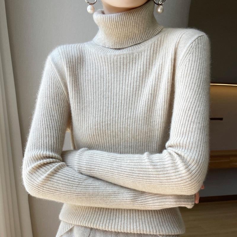 Women's Slim Fit Cashmere Blend High Neck Sweater - Autumn Winter 2024 Collection