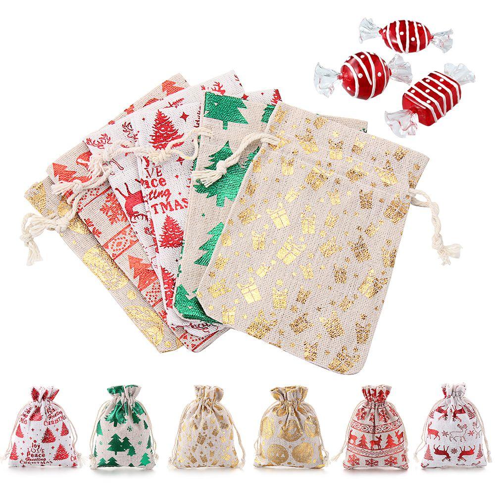 Sack Elk Wedding Favor Food Storage Drawstring Pouch Candy Organizer Merry Christmas Jute Gift Bags