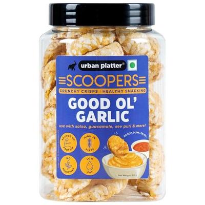 Urban Platter Scoopers Good Ol' Garlic, 80g (Crisps Made with Popped Rice & Corn)