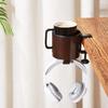 Bitze ??Luxury 2-in-1 Drink Cup Holder, Desk Cup Holder, Multifunctional Storage Rack for Computer Desks, and Earphone Holder (Coffee Color)