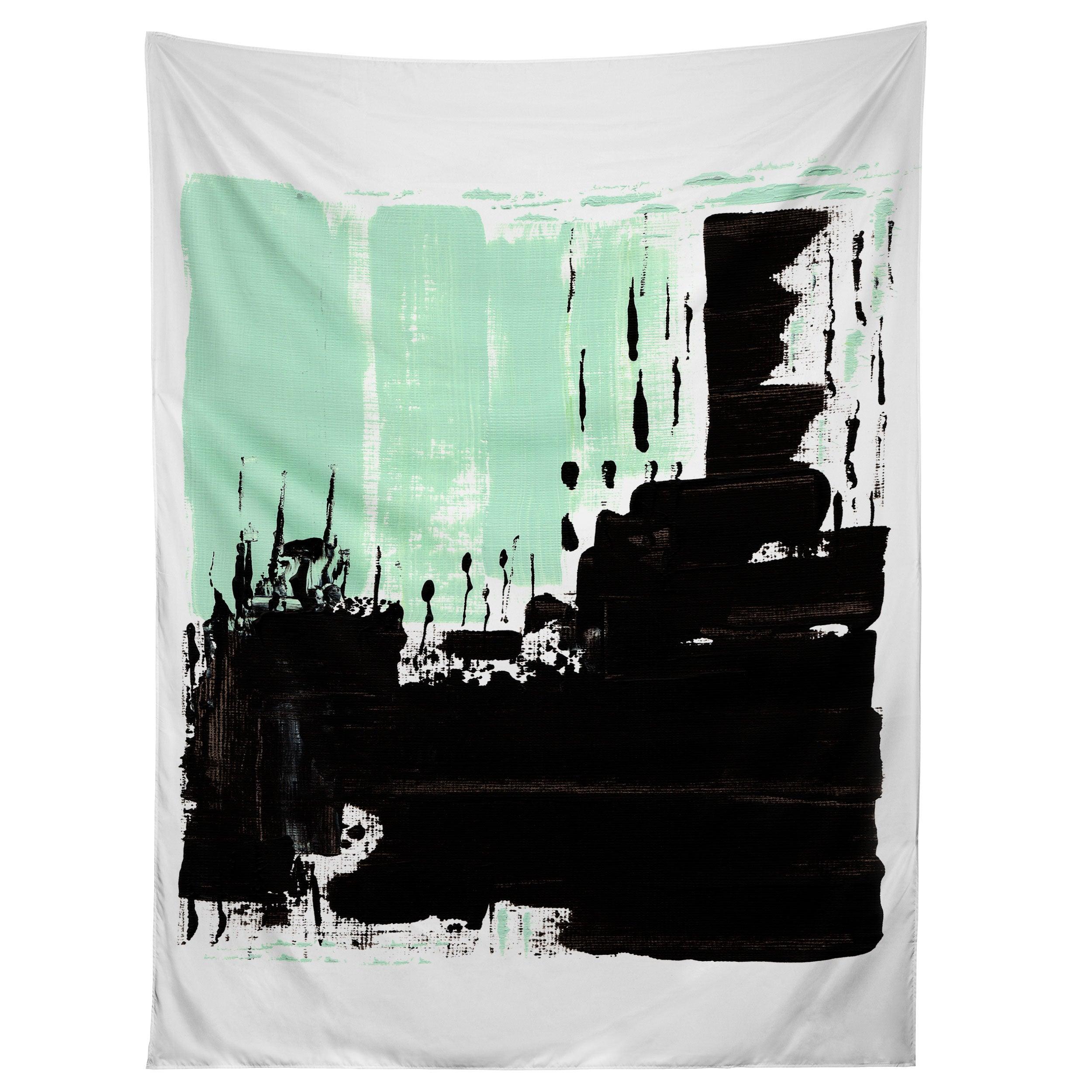 MINIMAL BLACK AND MINT I tapestry 75x100