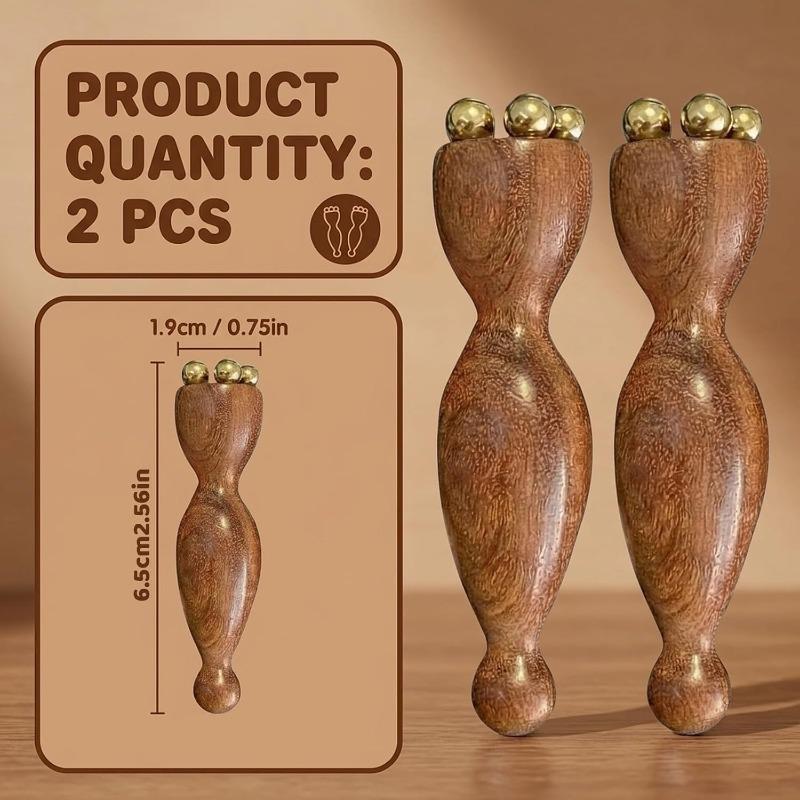 Wood Therapy Massage Tools, Facial Massage Tool with Copper Gua Sha, Eye Massager Tool for Acupressure, Wooden Facial Massage Set