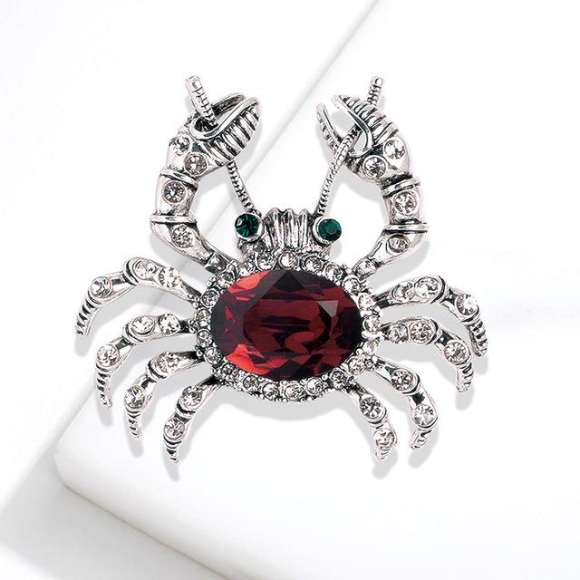

Брошь в виде краба в виде животного, металлический значок со стразами и кристаллами, кардиган, свитер, лацкан, роскошные украшения для женщин, аксессуары