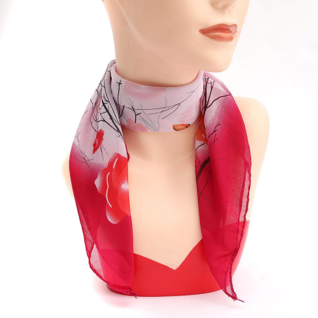 Chiffon-Print Kleines Quadratisches Tuch: Frühlings- & Herbst-Halswärmer, Tanz- & Reisezubehör für Mütter, Seidengaze