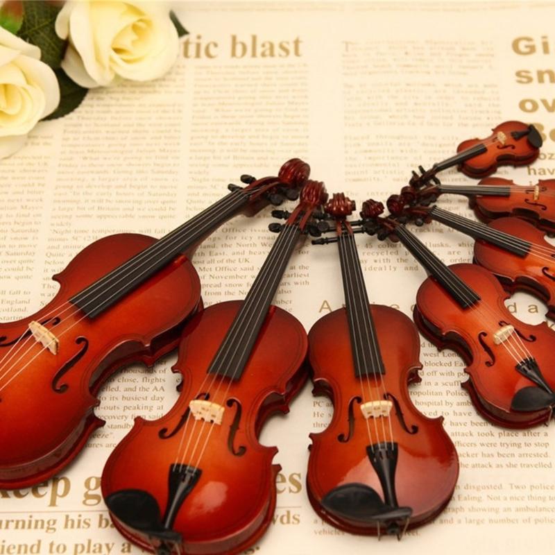 Mini Violin Model Set Wooden Miniature Violin with Stand,Case for Dollhouses Accessory Home Decoration Display Ornament