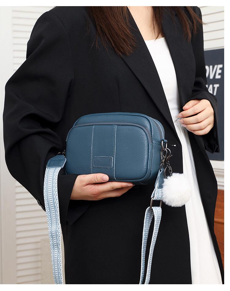 Women's Genuine Leather Shoulder & Crossbody Bag - Fashionable Solid Color, Small Square Design