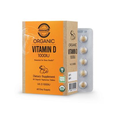Salud ósea orgánica, vitamina D que ayuda a la absorción de calcio, prevención de la osteoporosis, suplemento nutricional para el embarazo, 1000 UI, 60 comprimidos, 1 unidad