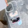Blue Splash Cartoon Cat IPhone 15 Apple 16 Promax Mobile Phone Case Suitable for 14 Anti Fall 13 Three Dimensional 11 Soft