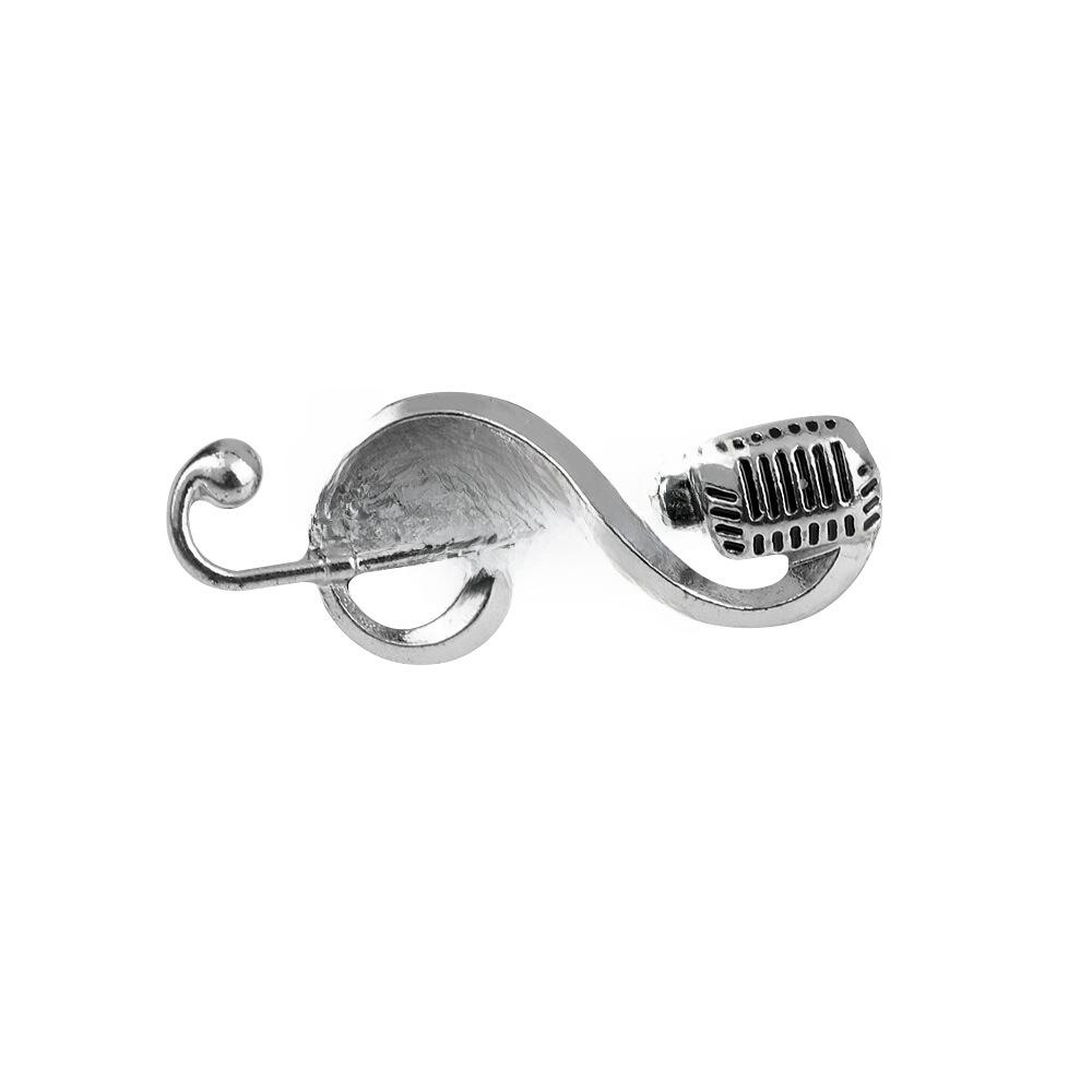 Alloy Gold & Silver Microphone Note Brooch for Backpacks