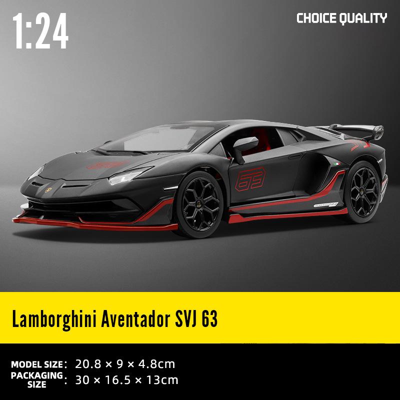 

1:24 Lamborghini Aventador SVJ 63 Huracan STO Supercar Alloy Diecast Model Car Metal Sound & Light Collect Hobby Birthday Gifts чёрный