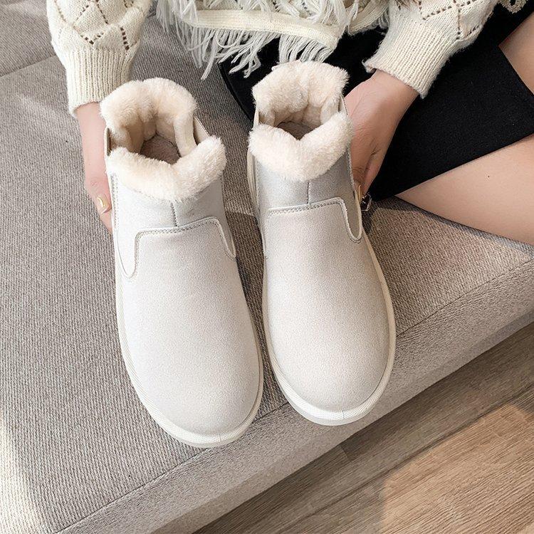 

Suede snow boots women s new short tube thickened cotton shoes in autumn and winter 2025 Korean version one-pedal velvet short boots 40