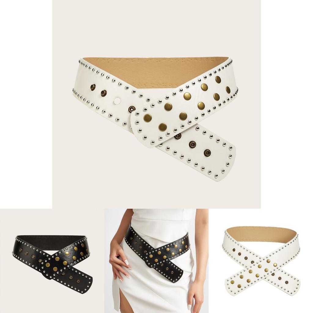 Punk Style Rivet Belt With Metal Buckle For Fashionforward Streetwear