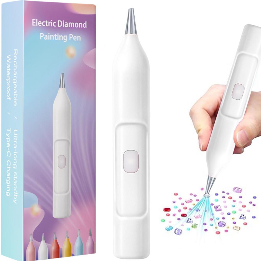 Elektrické pero na diamantové malování Nevyžaduje vosk Elektrické vakuové pero na diamantové umění s USB C kabelem pro začátečníky