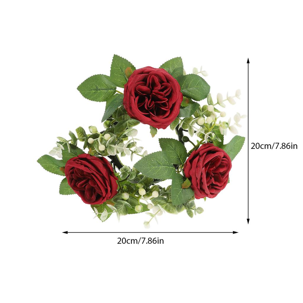 Ring Wreath with Realistic Artificial Roses Leaves for Party Decoration Wall Door Table Use Wedding Table Centerpiece
