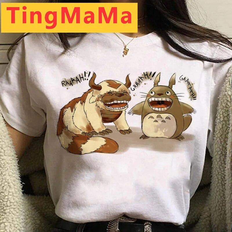 Горячие футболки с рисунком «Аватар последний маг воздуха», женские футболки Kawaii Appa, забавные летние топы в стиле аниме, унисекс, женские, унисекс L