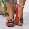 Damen Sommer Leichtgewicht - Verstellbarer Riemen & Knöchelriemen Peep Toe Französischer Absatz Bequeme Kleidschuhe für Freizeit- & Formelle Anlässe Riemenschuhe