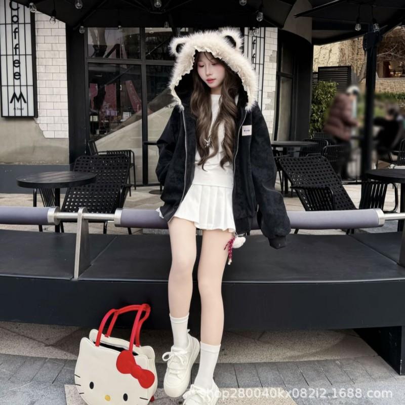 2026 Hooded Oversized Cardigan Sweater Women Men Korean Sweet Style Zipper Front Lightweight Casual Outerwear In