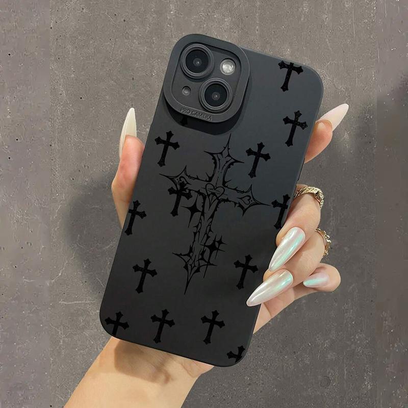 Case For Samsung Galaxy S24 S23 Ultra S22 Plus S21 FE A14 A34 A54 5G A13 A33 A53 A55 A35 A15 A52 Black Cross Print Soft Cover