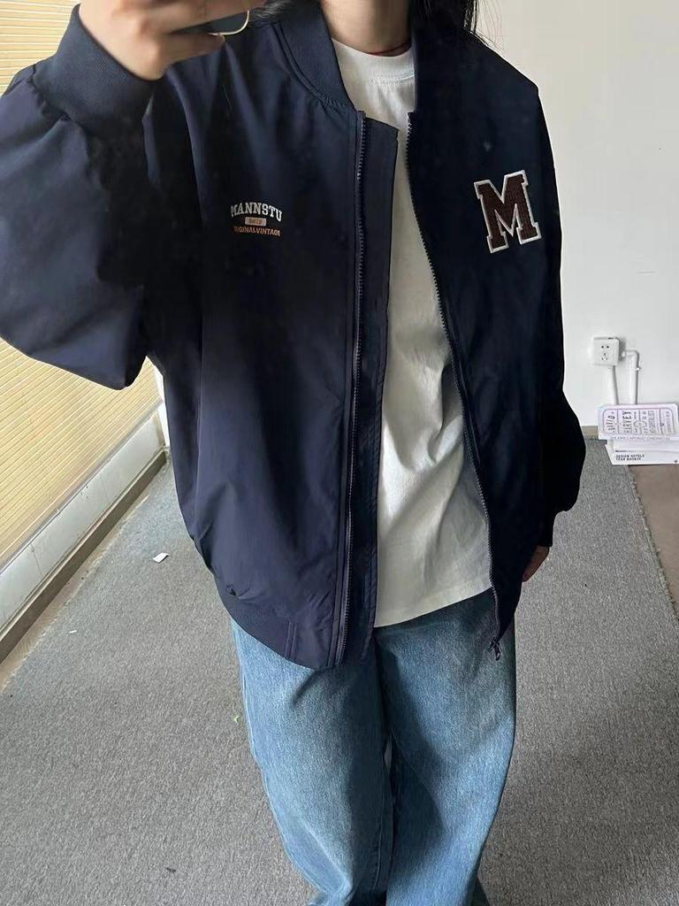 Retro Lockere Partner Baseballjacke: Plus Samt, Vielseitiger College-Stil, für kühlere Jahreszeiten