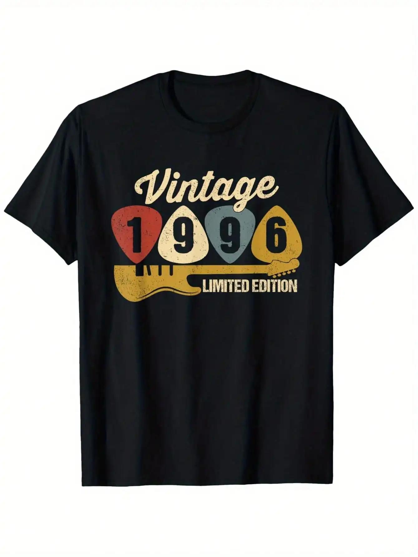 Mens 1996 Vintage Limited Edition Guitar T Shirt 100 Cotton Soft Breathable Crew Neck Tee With Retro Guitar Print S