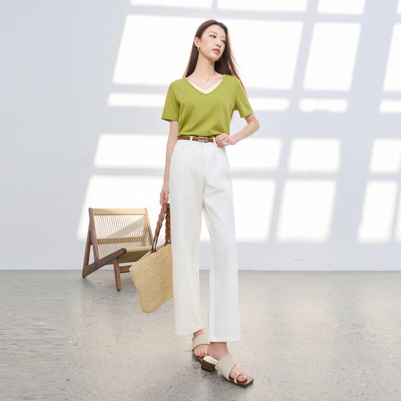 Sancai Women's High-Waist Straight Leg Pants