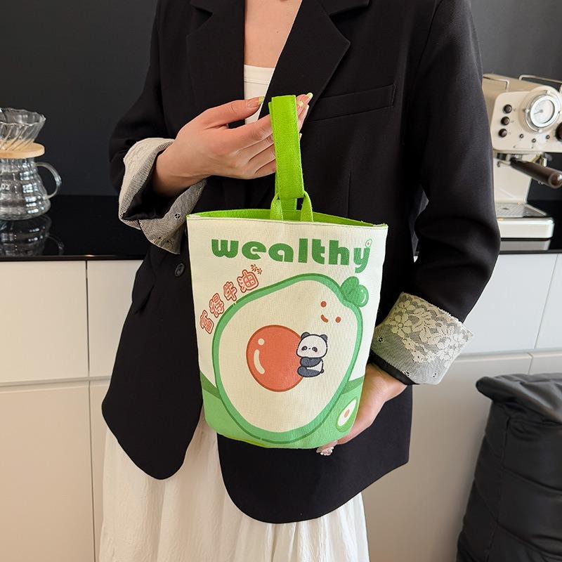 Original Cartoon Canvas Bucket Bag Full Moon Banquet Gift Cloth Bag Going Out Kindergarten Cute Little Bag