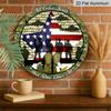 2D Flat, 1Pc Round "All Gave Some Some Gave All" Aluminum Hanging Sign, Patriotic US Soldier Memorial Camo USA Flag Design, Weatherproof Metal Wall