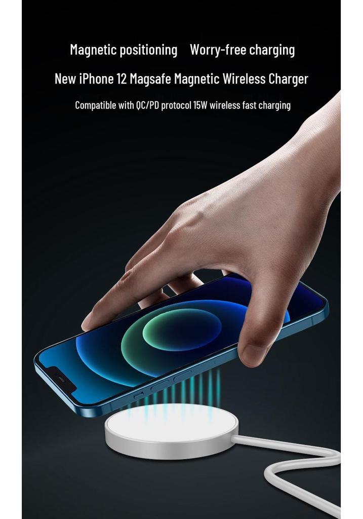 Aluminum Alloy 15W Ultra-Thin Magnetic Wireless Charger, QI Fast Charging Compatible