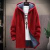 Autumn and Winter Plus Size Men's Thickened Padded Hooded Medium-length Loose Jacket Casual Comfortable Knitted Cardigan Outerwear