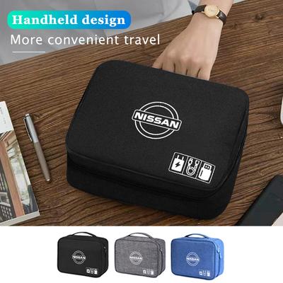 Car Storage Bag Data Cable Organizer Bag Digital Gadgets Case For Qashqai Juke Sentra Altima Versa Maxima Almera Rogue